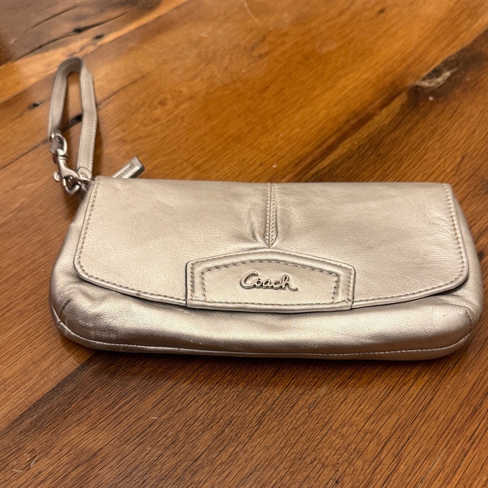 Coach Silver Wristlet Clutch